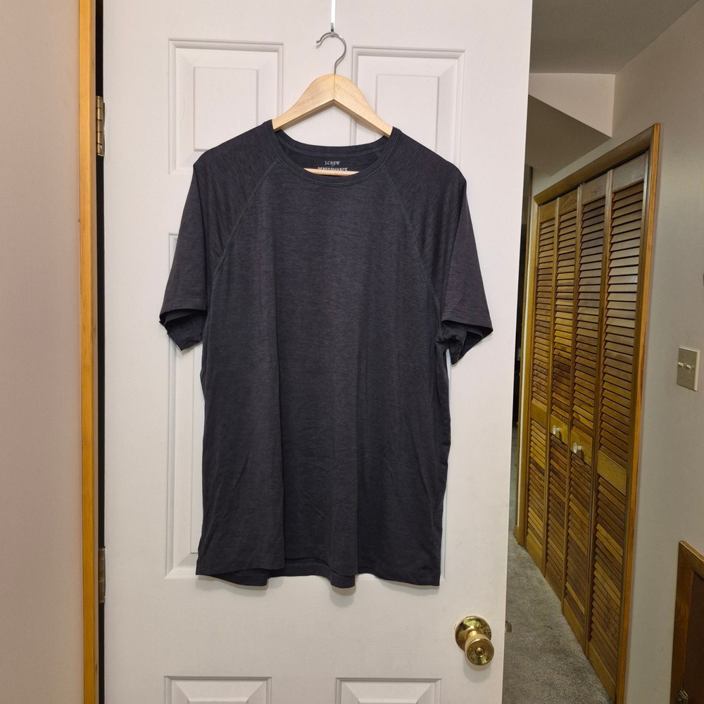 J.Crew Performance Mens XL Charcoal Gray Heather Raglan Short Sleeve T-Shirt